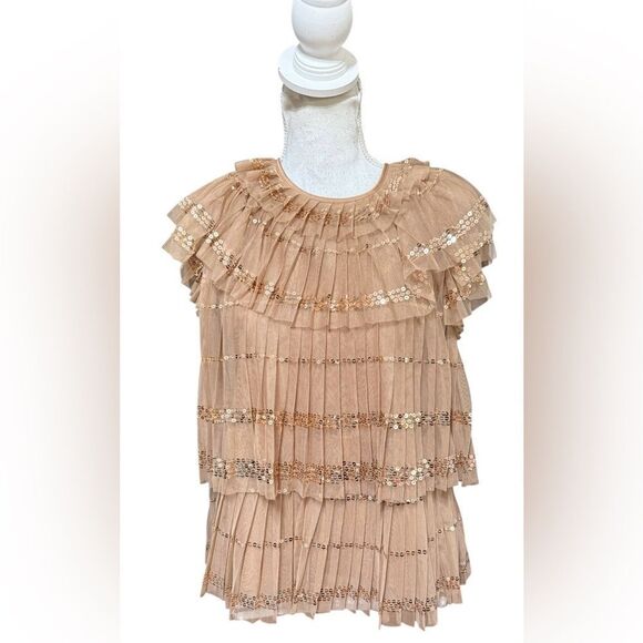 J. Crew Collection Sequin Tiered Tulle Blouse Size Small - Picture 2 of 5